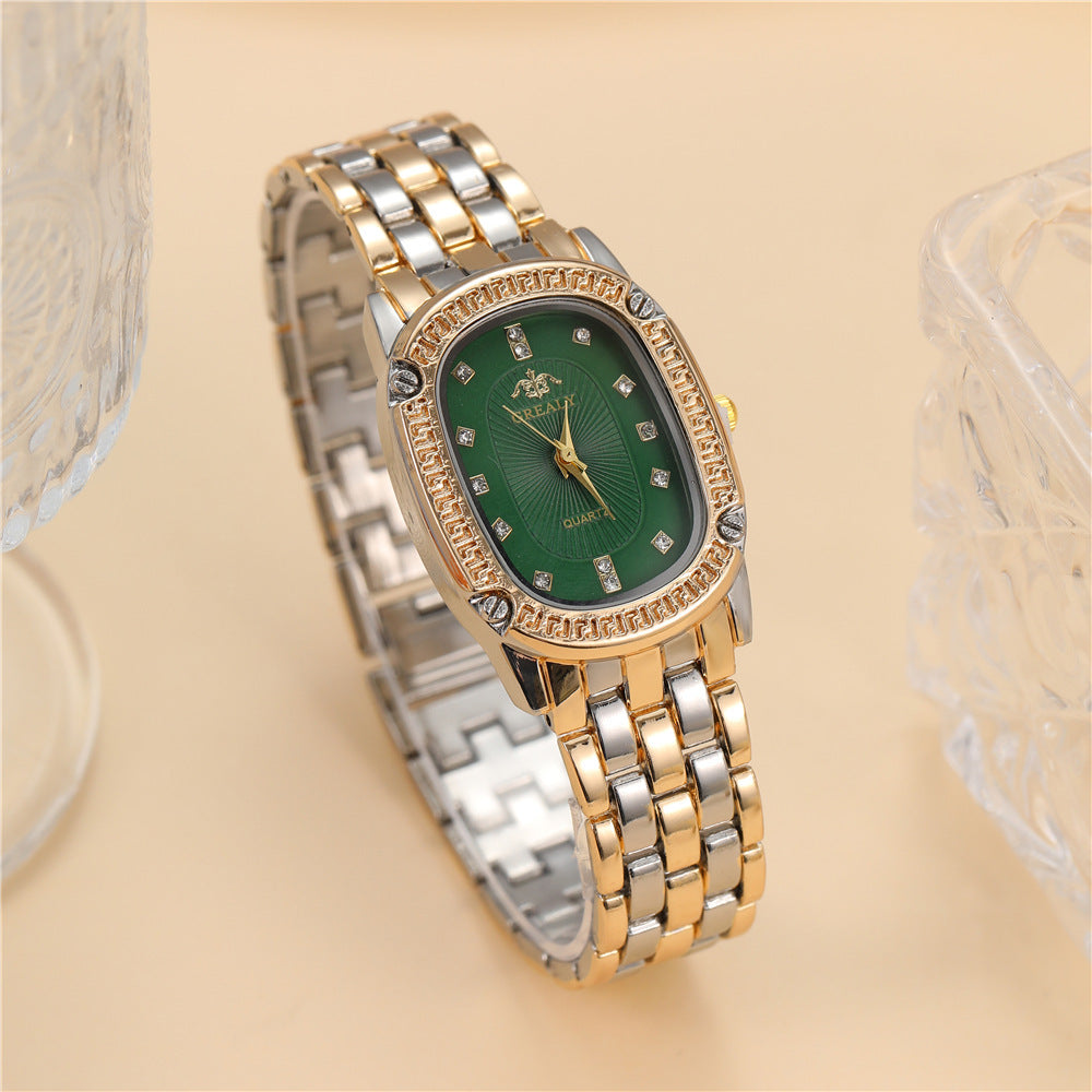 Women's Oval Dial Watch with Rhinestones Rhinestone Luxury Multi-color Oval Dial | Ectron Online