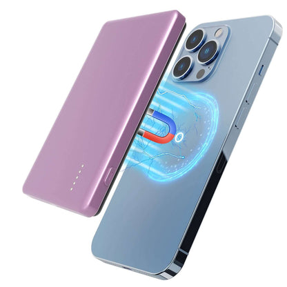 8MM Ultra-Slim MagSafe Power Bank - 5000mAh Magnetic Fast Charger 2 In 1 5000mAh 8MM Slim MagSafe Wireless | Ectron Online