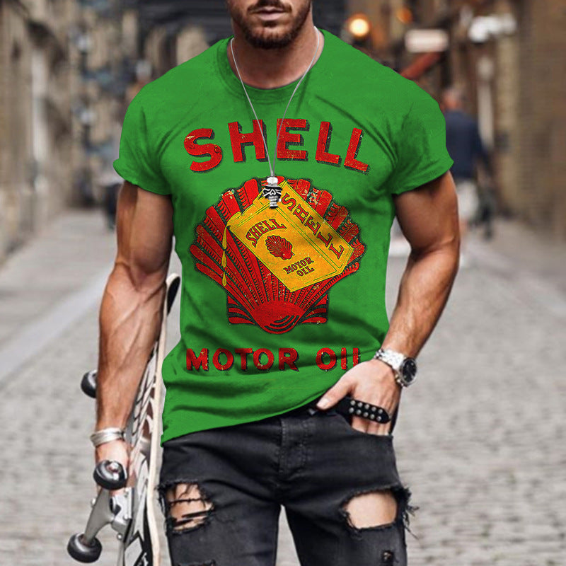 Men’s Vintage 3D Print Tee – English Style Casual Short Sleeve 3D Digital Vintage Print English Men's C | Ectron Online