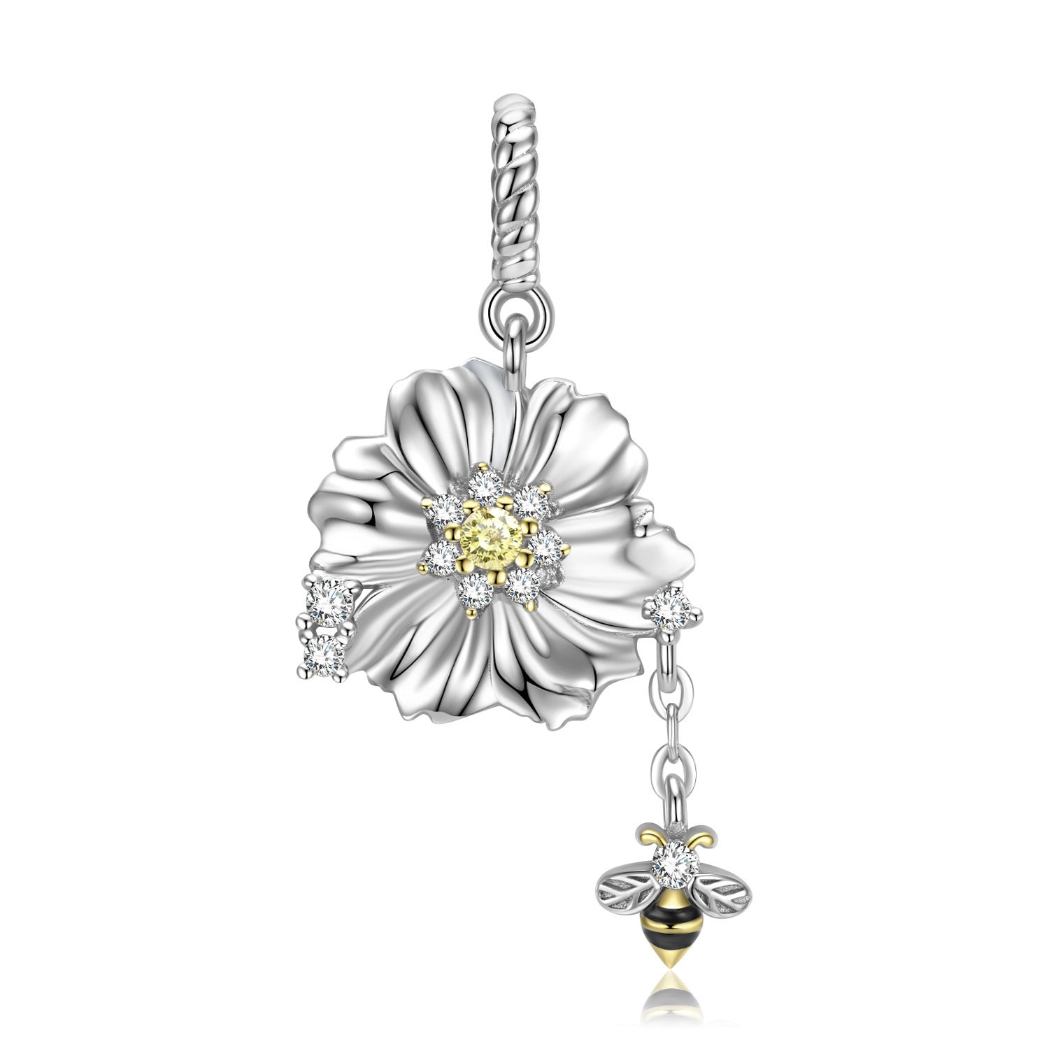 Bee And Flower Necklace Pendant 925 Silver Necklace | Ectron Online