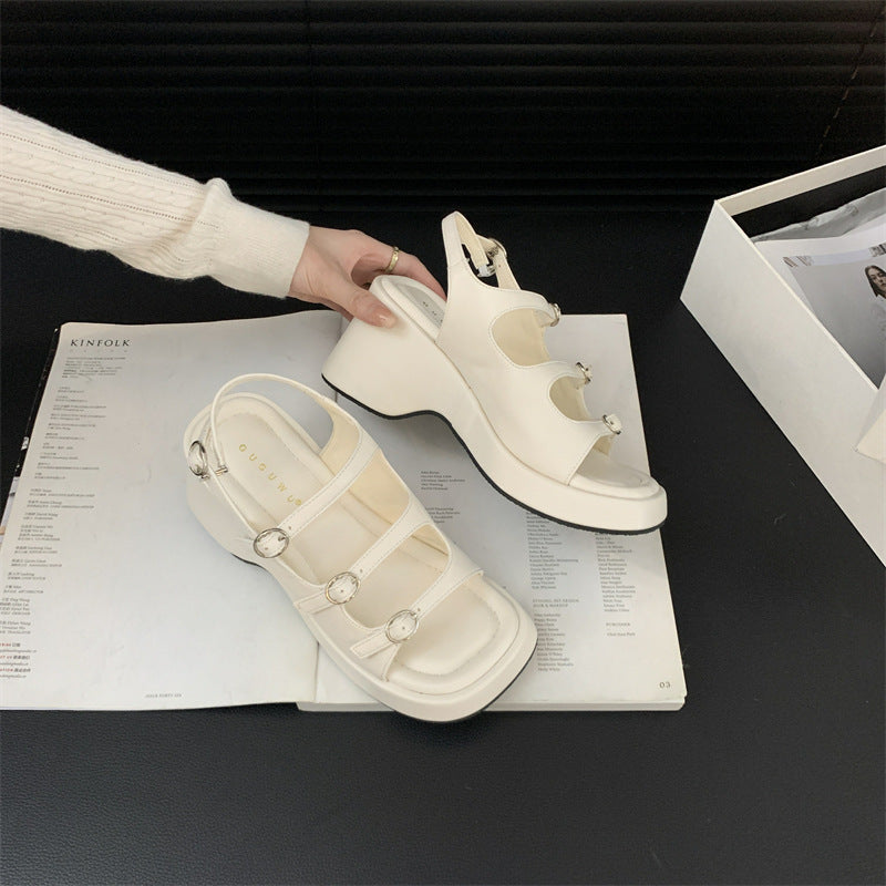 Women’s One-strap Muffin Sandals with Belt Buckle Women's One-word Muffin Sandals With Bel | Ectron Online
