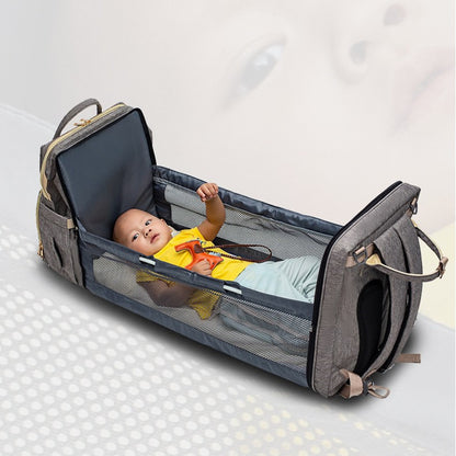 3-in-1 Diaper Bag Backpack with Folding Baby Bed & USB Charging Port USB Charging Version Mommy Bed Backpack | Ectron Online