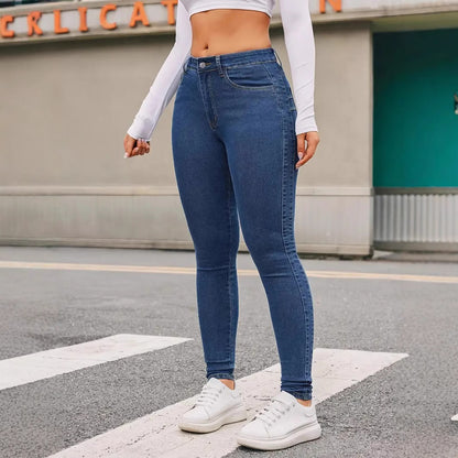 Women's Skinny Stretch Jeans | High-Elasticity Slim Fit Denim Skinny Stretch Feet Pants Jeans | Ectron Online
