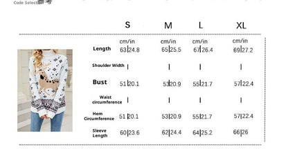 Measurement chart for a garment with size options S, M, L, and XL.