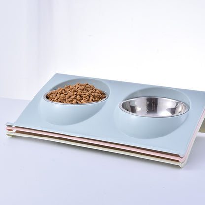 Stainless Steel Anti-spatter Pet Double Bowl