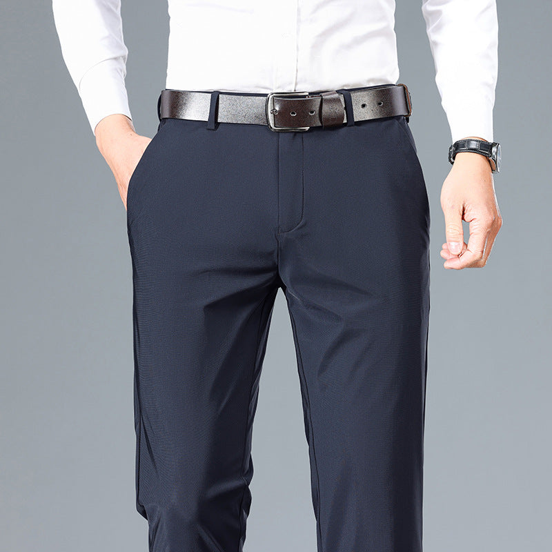 Men's High Elastic Ice Silk Casual Pants - Breathable Jinammonia Trousers