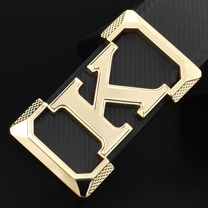 {{ brand }} Men's Leather Belts - All Styles&nbsp; 6 Gold logo - Men's Belts