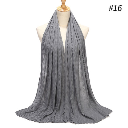 Fashion Pearl Chiffon Pleated Head Gauze Scarf