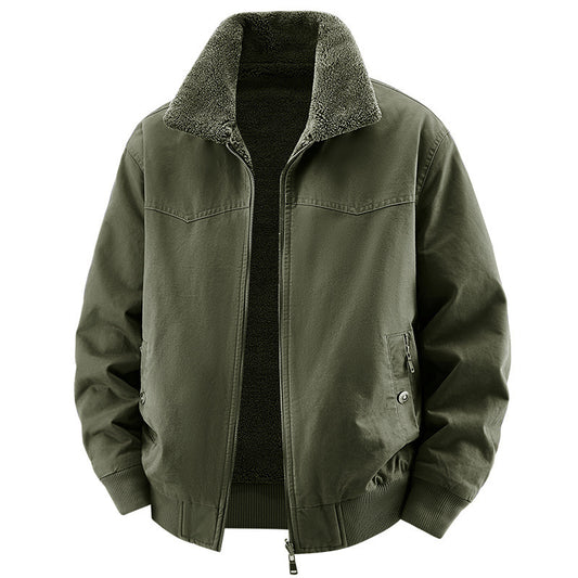 men's loose fleece-lined warm jacket