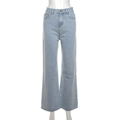 Women's Low Waist Straight Wide Leg All-matching Jeans