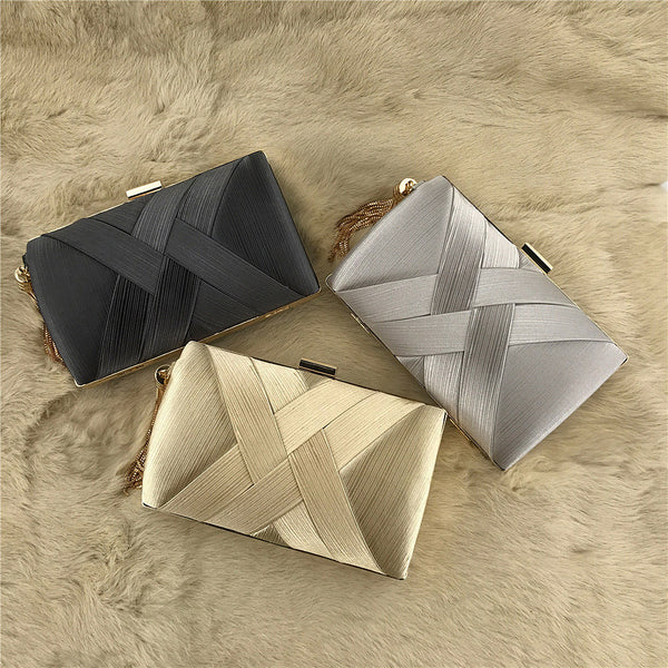 Dinner Satin Fashion Tassel Clutch - Elegant Evening Bag