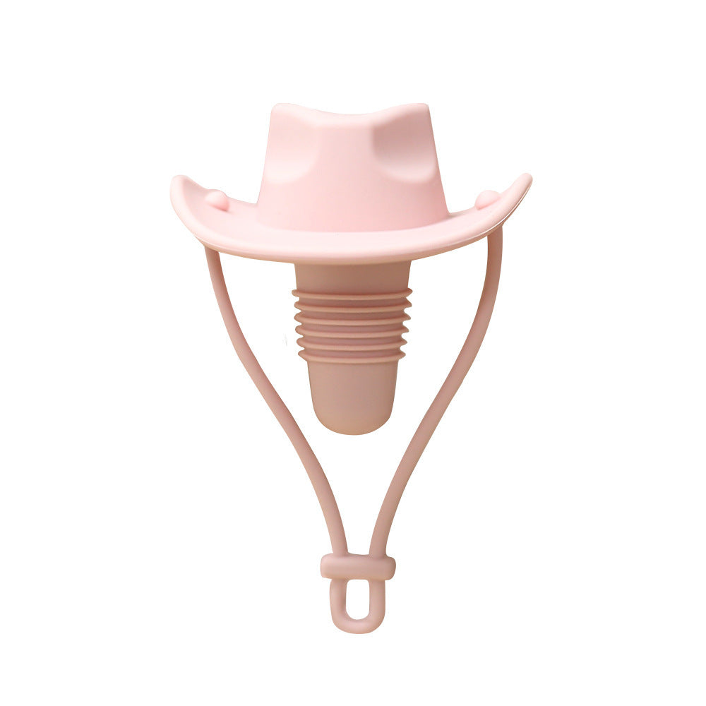 {{ brand }} Silicone Red Wine Stopper – Creative Western Cowboy Hat Design OPP Packaging Pink Cowboy Hat - Silicone Stopper For Red Wine Western Co