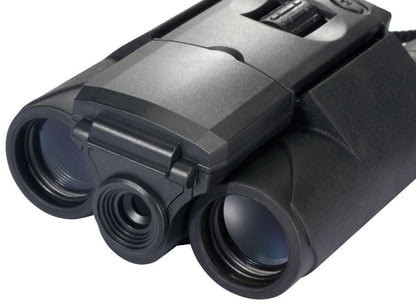 Black binoculars on a white background