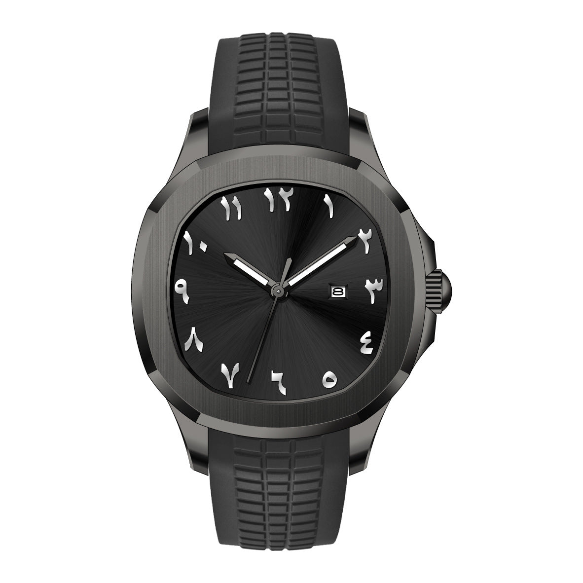 {{ brand }} Men's Grenade Silicone Watch Black Surface And Black Shell - Classic Grenade Silicone Band Waterproof