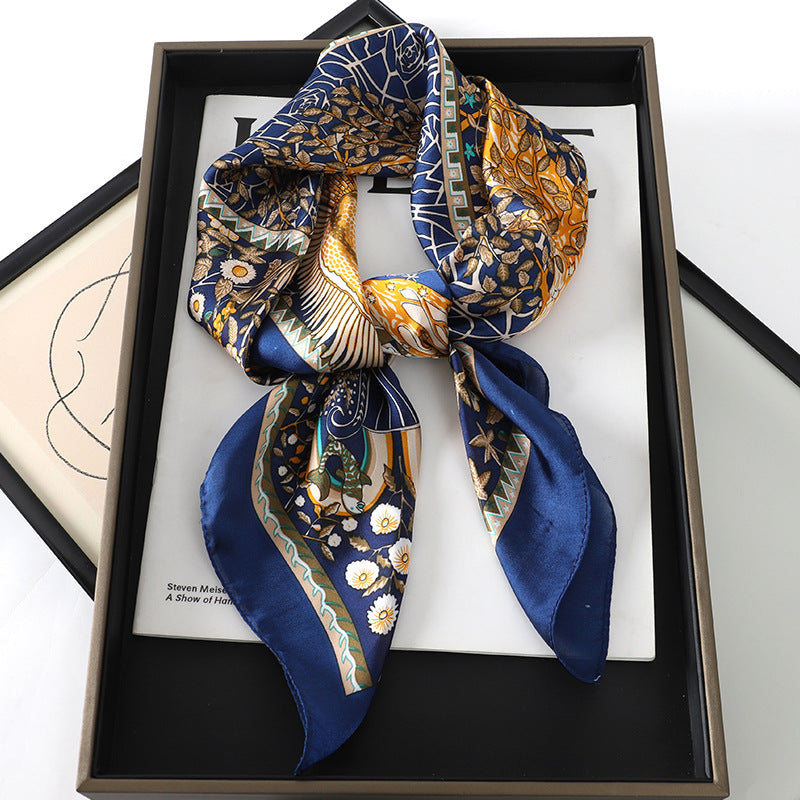 Solid Color Square Scarf - Elegance & Style Artificial Silk Striped High-grade Korea | Ectron Online