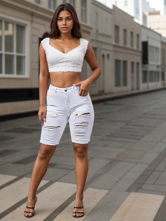 Ladies' Distressed Denim Shorts