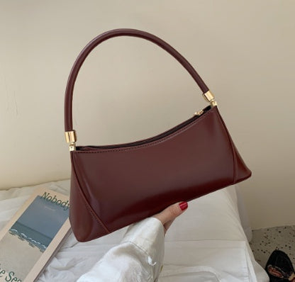 Pure color PU leather handbag shoulder bag