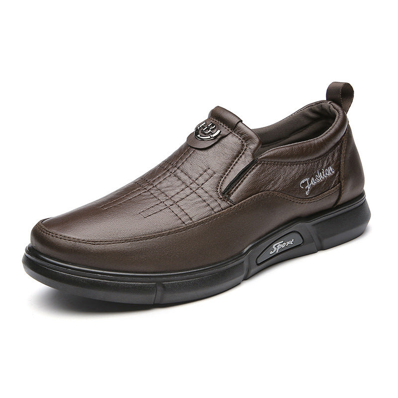 Men’s Soft-Bottom Leather Shoes Men's Leather Shoes Daddy's Shoes For Mi | Ectron Online