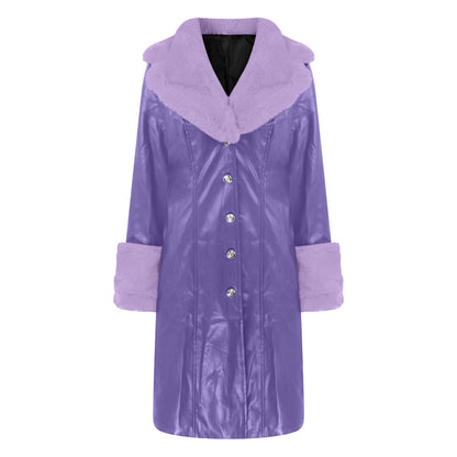 Women's Long PU Leather Coat
