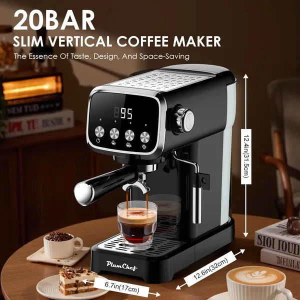 20 BAR Slim Espresso Machine with Milk Frother & Cup Warmer