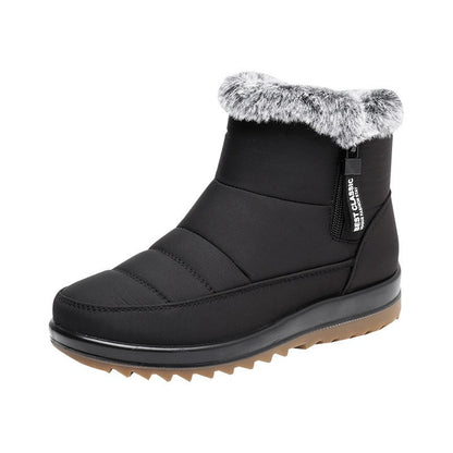 Winter Snow Boot With Side Zipper Fashion Warm Plush Ankle Boots Women's Fleece Short Shoes