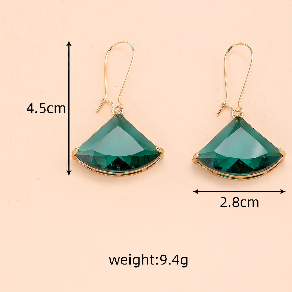 Fashion Minimalist Design Fan Crystal Earrings