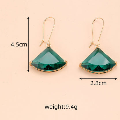 Fashion Minimalist Design Fan Crystal Earrings