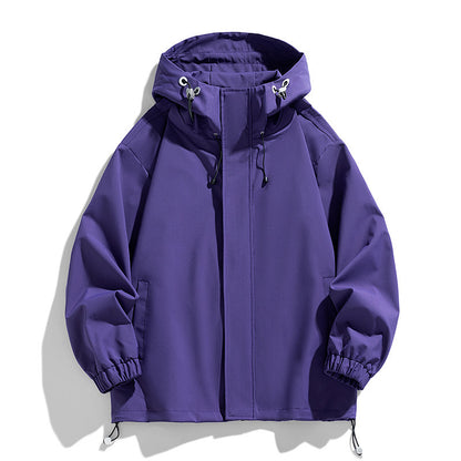 men's loose hooded shell jacket