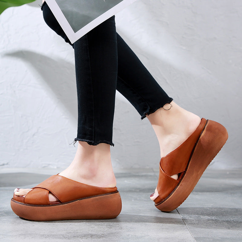 Platform sandals and slippers female open-toe muffin wedge large size women's shoes Platform sandals and slippers female ope | Ectron Online