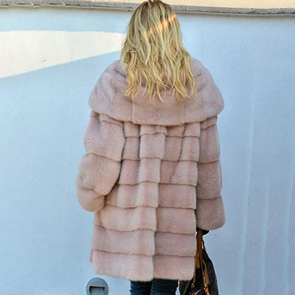 Women's Oversized Imitation Fur Coat | Plush Solid Color Hooded Jacket Solid Color Loose Plush Hooded Coatimita | Ectron Online