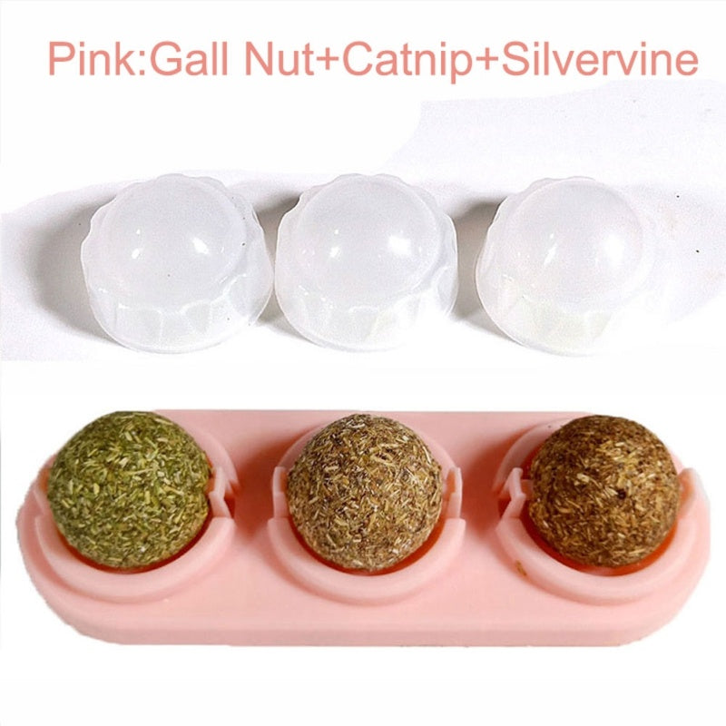 3pcs/lot Self-adhesive Rotated Catnip Lick Ball