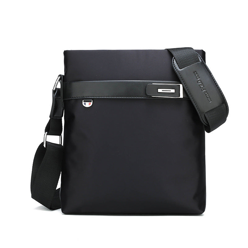 Black A4 file bag briefcase with front flap pocket and adjustable shoulder strap