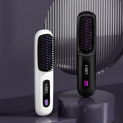 LCD USB Charging Ceramic Heating Electric Portable Straight Comb
