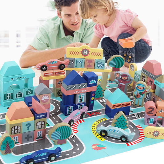 Racing street scene assembling educational toys