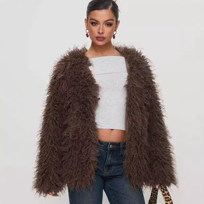 Women's Faux Fur Jacket | Elegant & Cozy Winter Fur Coat Coat Faux Fur Jacket | Ectron Online
