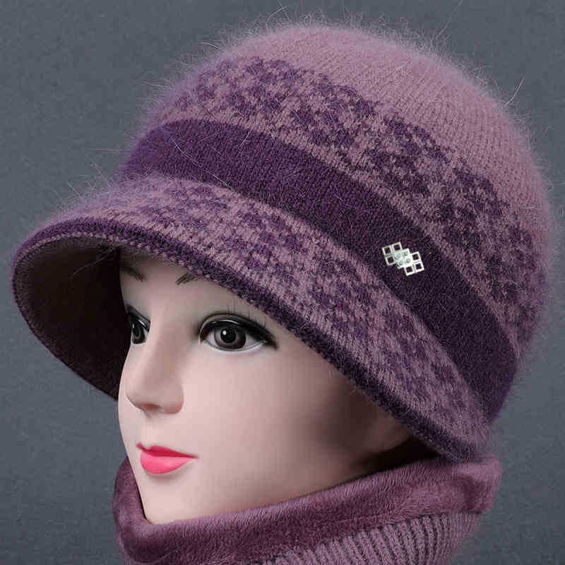 Plush Thick Old Lady Knitted Cotton Hat