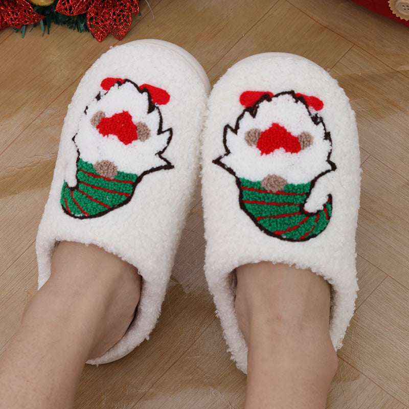 Cute Santa Claus Slippers – Warm Christmas Couple Indoor Shoes Cute Cartoon Santa Claus Home Slippers C | Ectron Online
