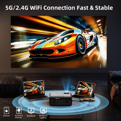 Native 1080P 5G WiFi Projector | 12000 Lumens 4K Support Home Cinema Projector With WiFi & Bluetooth, Upgrade | Ectron Online