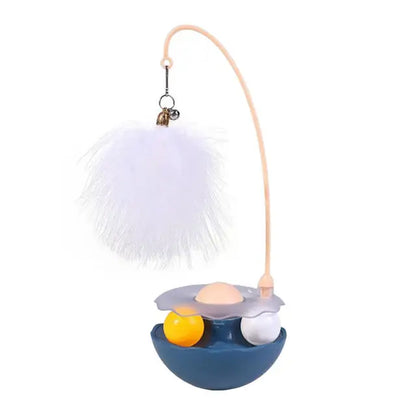 360-degree Rotating Cat Toy Engaging Cat Toys Rolling Ball Teaser Stick with Catnip Bell Feather Wand for Scratch-resistant