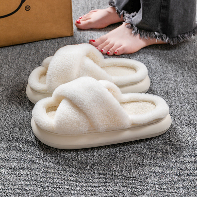 Women’s Platform Fuzzy Open Toe Slippers – Winter Indoor Slides Women's Platform Fuzzy Home Slippers Win | Ectron Online