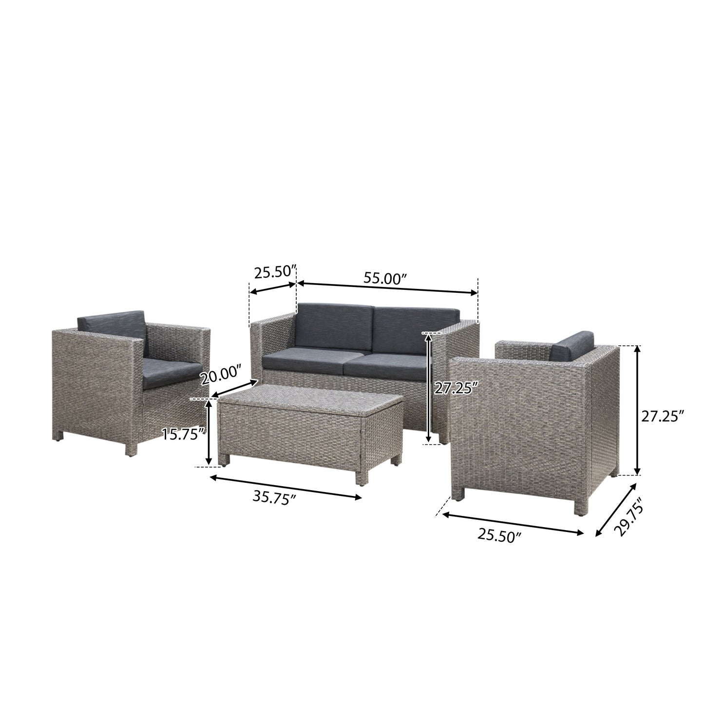Puerta 4-Piece Patio Furniture Set - Modern Outdoor Seating