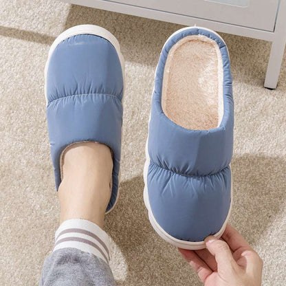 Down Cotton Slippers – Winter Warm Non-slip House Shoes for Couples New Down Cotton Slippers Women Couple Wi | Ectron Online