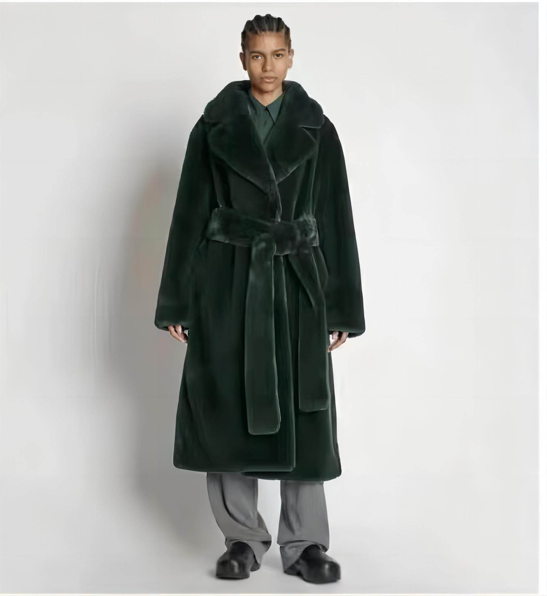 Long Faux Fur Trench Coat Artificial Fur Coat Suit Collar Cotton C | Ectron Online