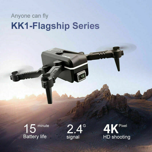 Quad Air Drone KK1: 4K HD Dual Camera FPV Quadcopter + 2 Batteries Quad Air Drone RC Drone 4K HD Dual Camer | Ectron Online