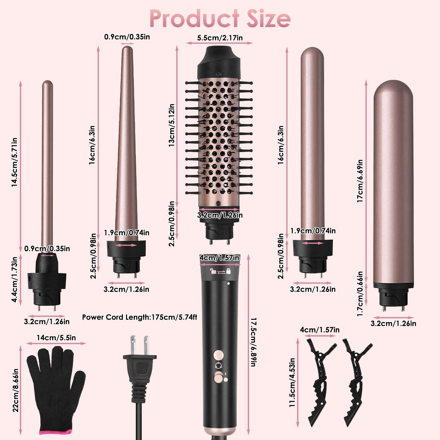5-in-1 Curling Wand & Thermal Brush Set - Anti-Tangle Hair Curler 2 Type Options--1Pc 5 In 1 Curling Wand | Ectron Online