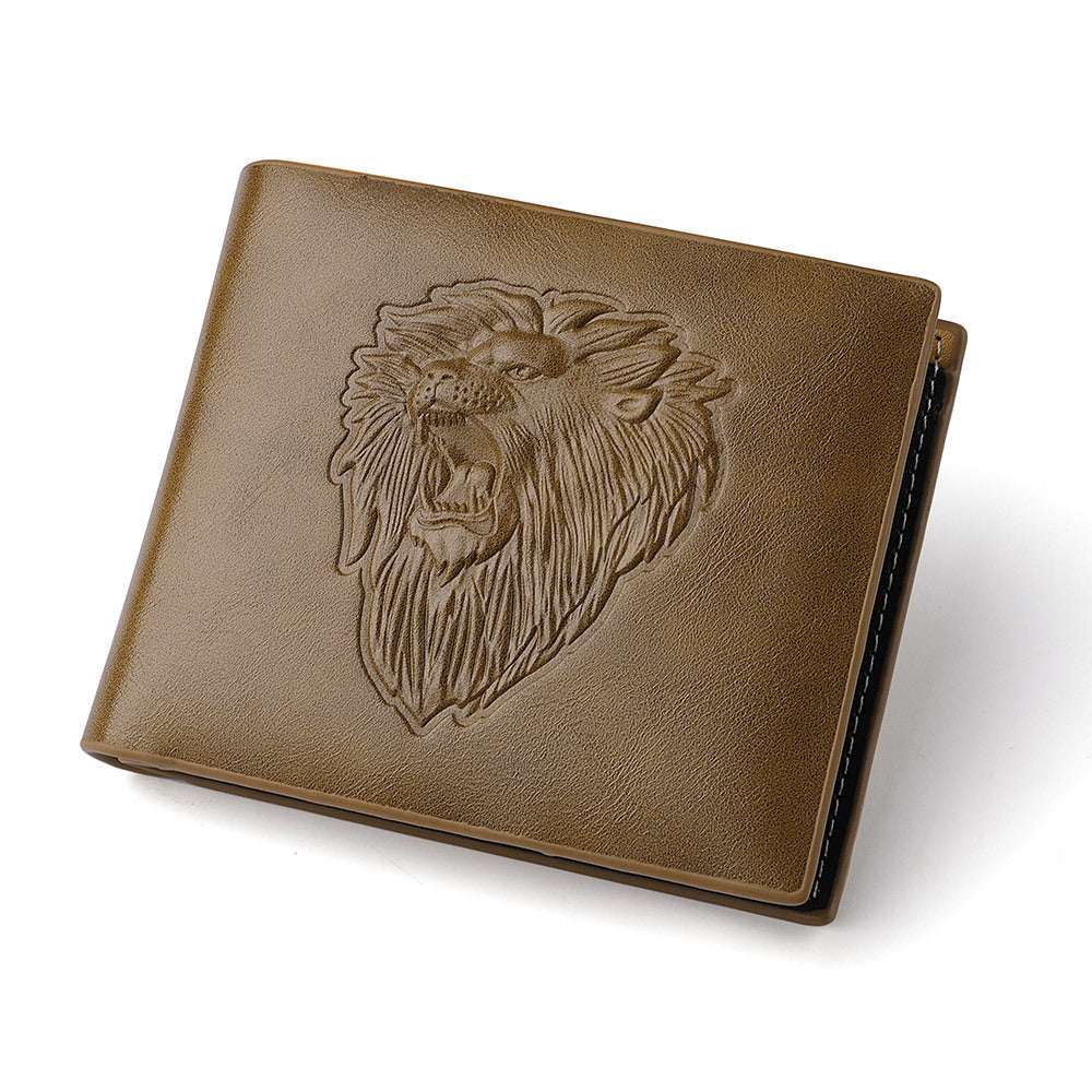 Lion Embossed Zipper Wallet for Men Men's Zipper Wallet Lion Embossed Patter | Ectron Online