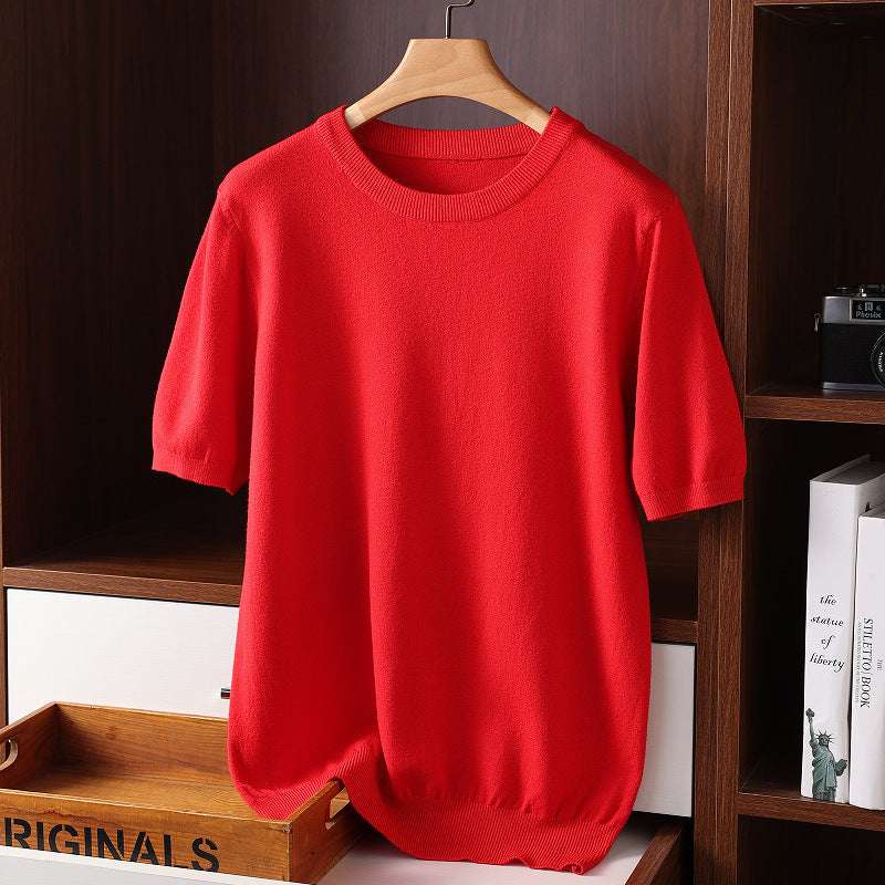 Men’s Summer Thin Knit T-Shirt – Short Sleeve Round Neck Casual Summer Short Sleeve Men's Round Neck Thi | Ectron Online