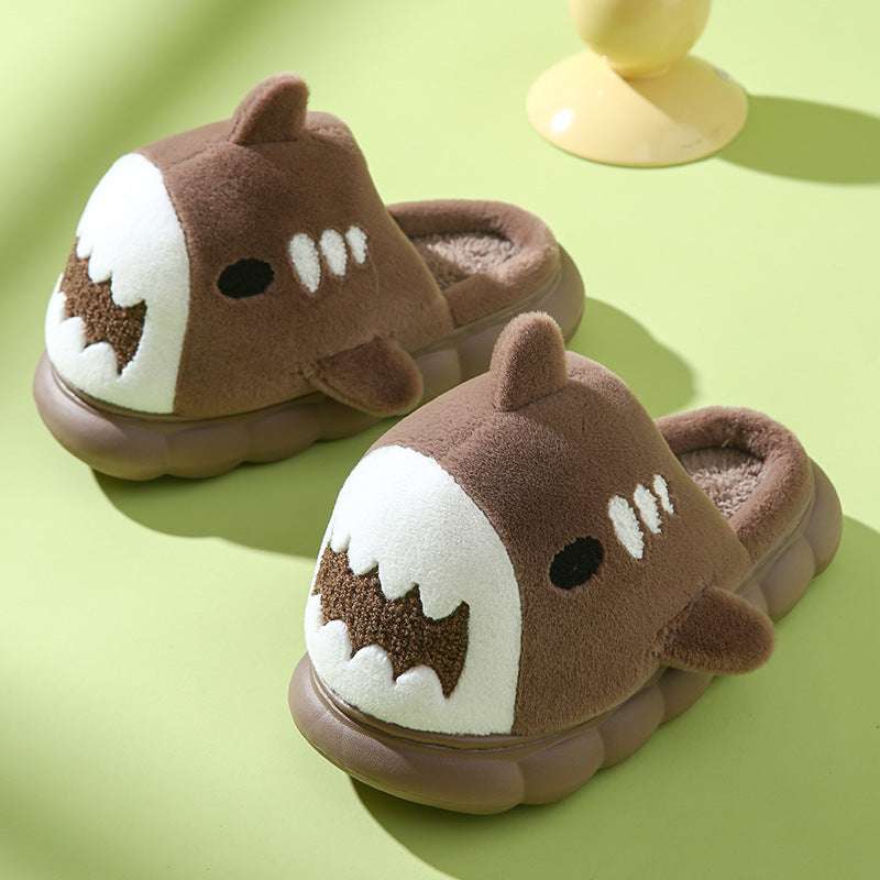 Winter Shark Slippers – Thick Bottom Furry Cotton Shoes for Couples Winter Shark Slippers Fashion Thick Bott | Ectron Online