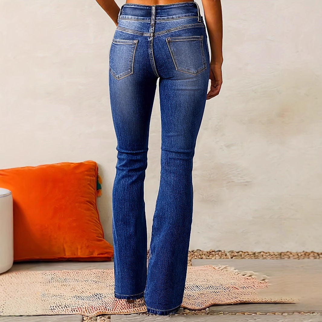 Women's Skinny Flared Jeans Skinny Flared Jeans With Pockets Fashion | Ectron Online