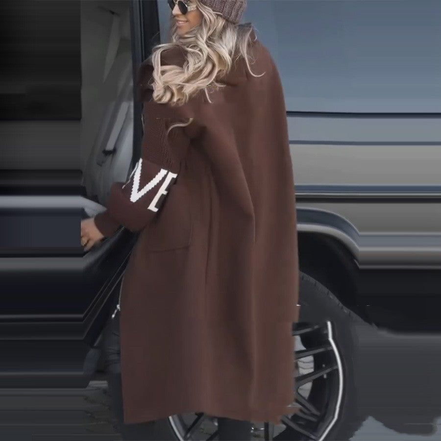 Women's Casual Long Hooded Splicing Coat
